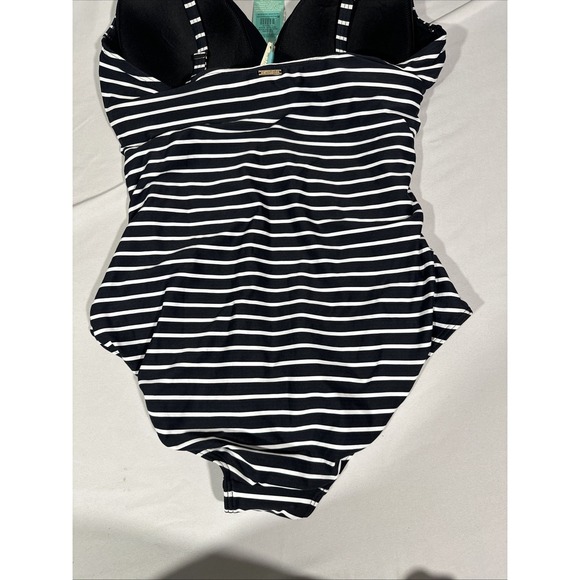 NWT $120 Sea Level [ 12 US ] Stripe Cross Front One-Piece Swimsuit in Black 7017 - Picture 10 of 11